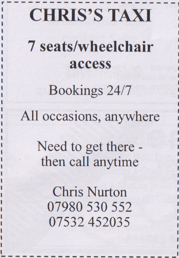 Ad for Chris' Taxi Service